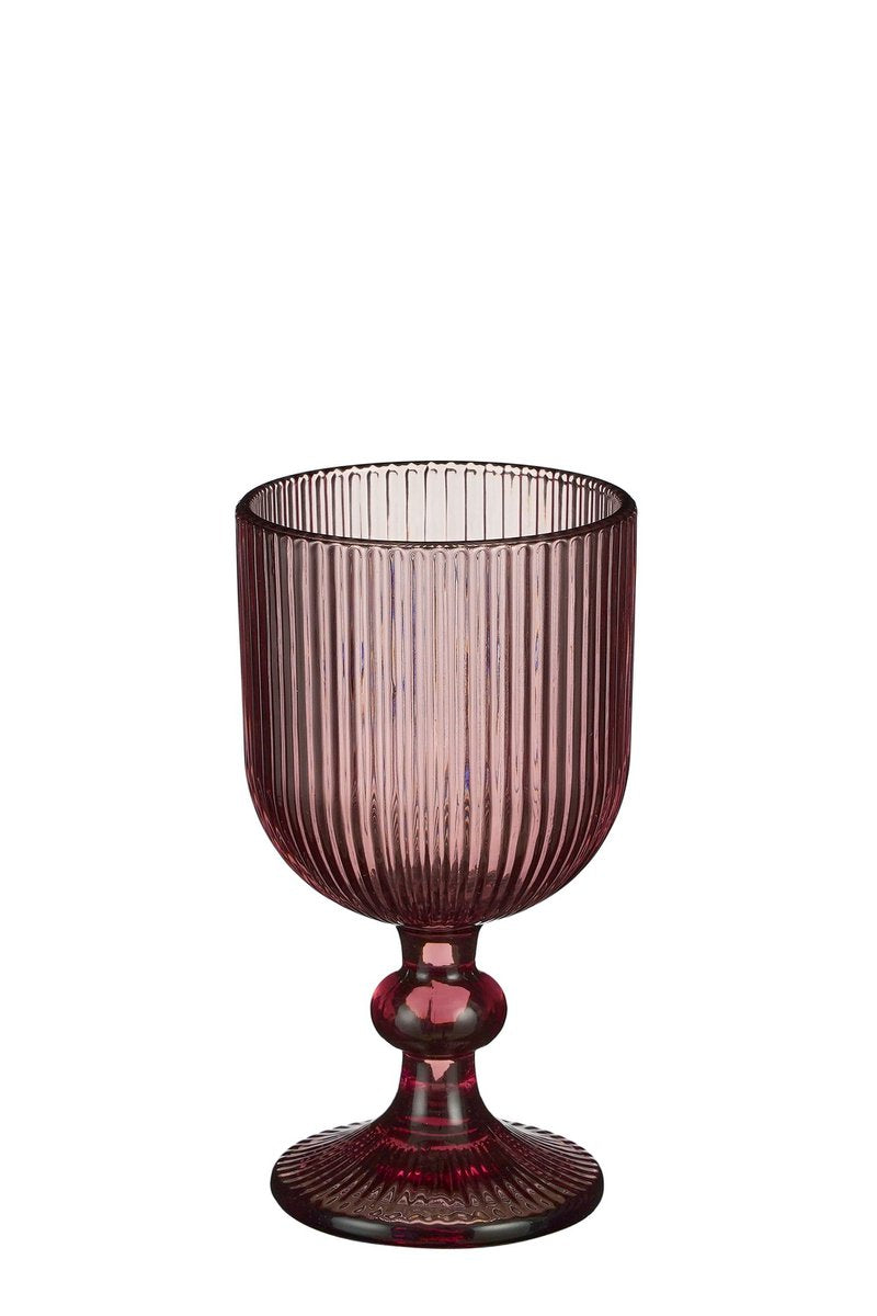 Roze geribbelde Merlot wijnglazen van Mica Decorations