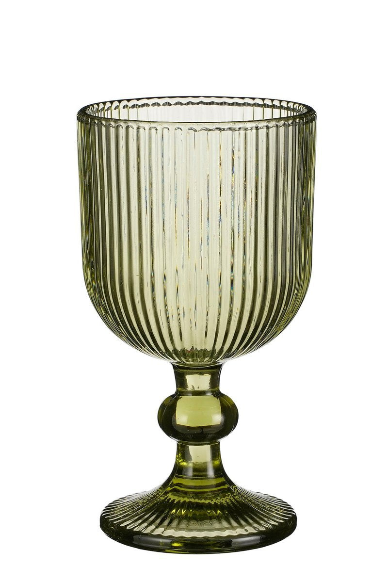 De geribbelde lichtgroene Merlot wijnglazen van Mica Decorations