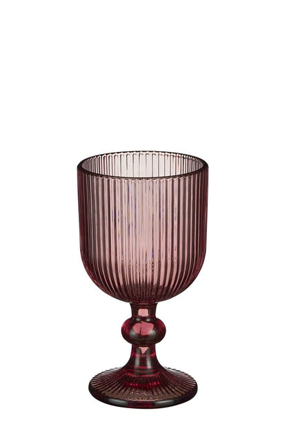 Roze geribbelde Merlot wijnglazen van Mica Decorations