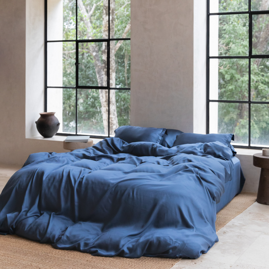 TENCEL™ - Sateen Dekbedovertrek Donkerblauw